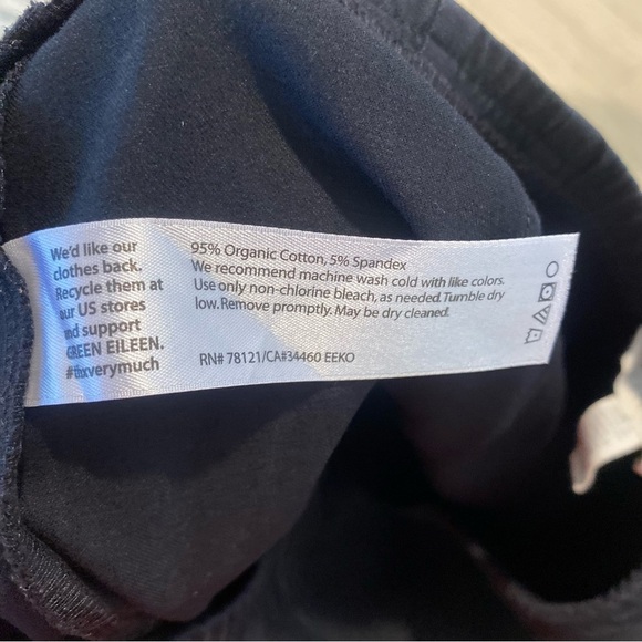 Eileen Fisher Pants Womens Medium Black Straight Tapered Organic Cotton Stretch - Picture 9 of 9